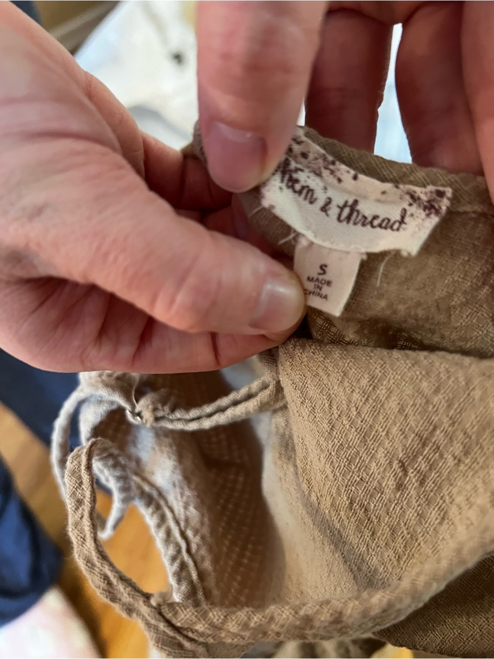 Hem & Thread Tan Textured Button-Front Jumpsuit - Picture 3 of 3